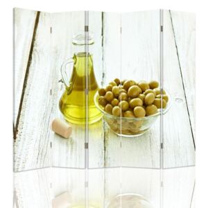 CARO Paravan - Olives In A Bowl And Oil | cinci păr?i | reversibil 180x150 cm