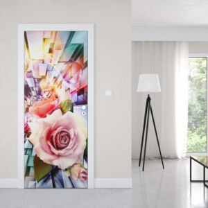 GLIX Tapet netesute pe usă - Roses 3D Illustion Modern Multicoloured Design