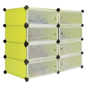 Dulap modular cu 8 compartimente de depozitare, din plastic, 45x35x17 cm, Green, FH-AW12810-8