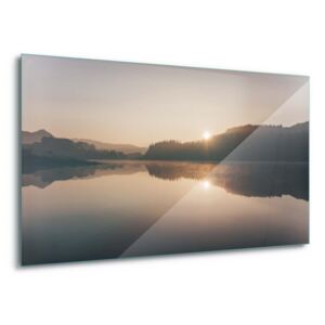 Tablou pe sticlă - Sunrise Over The Lake 4 x 30x80 cm