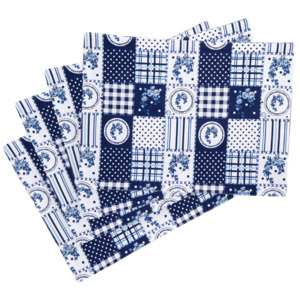 Suport farfurie Country patchwork, albastru, 33 x 45 cm, set 4 buc