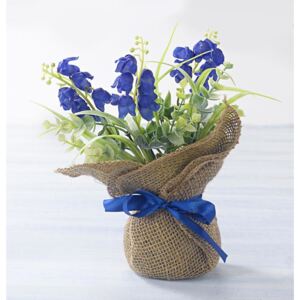 Saculete din iuta cu flori - albastră