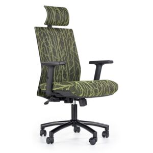 Scaun de birou ergonomic tapitat cu stofa Tropic Black / Green, l64xA59xH115-123 cm