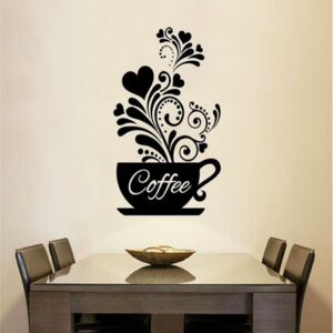 Autocolant de perete "Cafea cu ornament" 30x50cm