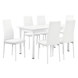 [en.casa]® Masa de bucatarie/salon Bonn design modern - masa cu 6 scaune imitatie de piele (alba)