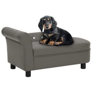 Canapea pentru câini, gri, 83x45x42 cm, piele ecologică