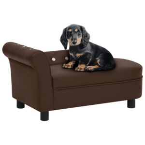 Canapea pentru câini, maro, 83x45x42 cm, piele ecologică