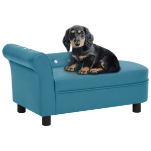 Canapea pentru câini, turcoaz, 83x45x42 cm, piele ecologică