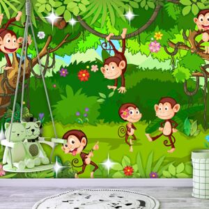 Fototapet Bimago - Monkey Tricks + Adeziv gratuit 250x175 cm