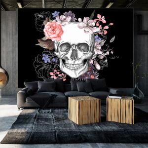 Fototapet Bimago - Skull and Flowers + Adeziv gratuit 250x175 cm