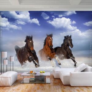 Fototapet Bimago - Horses in the Snow + Adeziv gratuit 200x140 cm