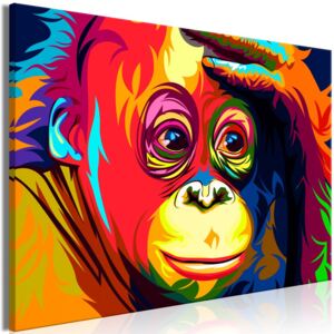 Tablou pe pânză - Colourful Orangutan (1 Part) Wide 90x60 cm