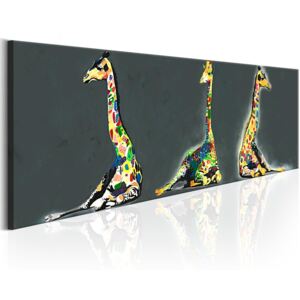 Tablou pe pânză - Colourful Giraffes 120x40 cm