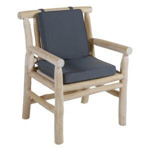 Scaun din lemn tec si perne gri Capri Arms Santiago Pons