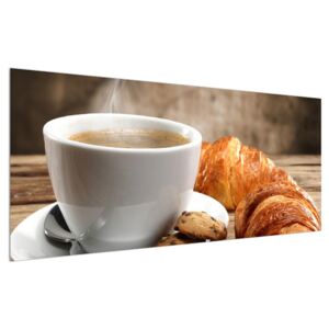 Tablou cu ceașca de cafea cu croissant (Modern tablou, K011340K12050)