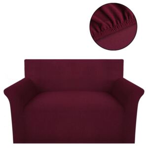 Husă elastică pentru canapea, poliester striații, roșu burgund
