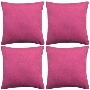 Huse de pernă cu aspect de pânză, 40 x 40 cm, roz, 4 buc