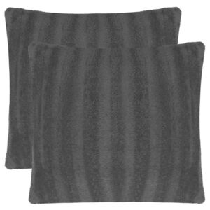 Huse de pernă din blană artificială, 40 x 40 cm, negru, 2 buc