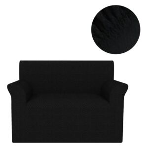 Husă elastică pentru canapea, textură striată, negru