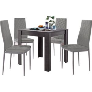 Set masă cu aspect de beton și 4 scaune gri Støraa Lori and Barak, 80 x 80 cm