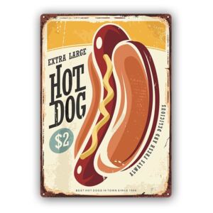 CARO Tablou metalic - Retro - Hot Dog 20x30 cm