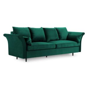 Canapea extensibilă cu spațiu de depozitare Lola, 3 locuri, verde, 245x95x98 cm