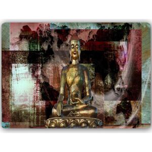 CARO Tablou metalic - Golden Buddha 3 70x50 cm