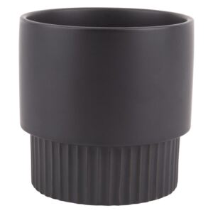 Ghiveci din ceramică PT LIVING Ribbed, înălțime 15 cm, negru