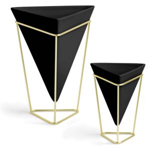 Set 2 Vase decorative geometrice TRIGG - Negru/Auriu