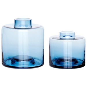 Set 2 vaze din sticla albastra Duplo Hubsch