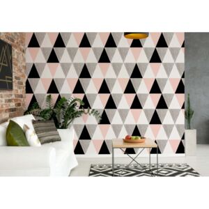 Fototapet - Modern Pink And Black Geometric Triangle Pattern Vliesová tapeta - 254x184 cm