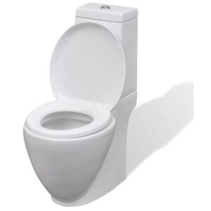 Vas WC toaletă de baie, alb, ceramică, rotund, flux inferior