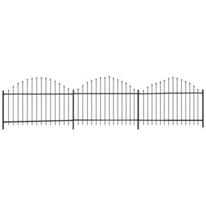 Gard pentru grădină cu vârf suliță (1-1,25)x6 m Oțel negru