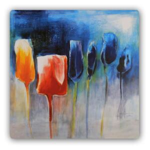 CARO Tablou metalic - Colorful Tulips 30x30 cm