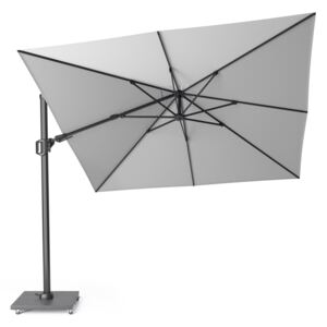 Set umbrela terasa / gradina Platinum Challenger T2 Premium, 3x3 m, patrata, gri, suport granit Arezzo negru 90 kg inclus