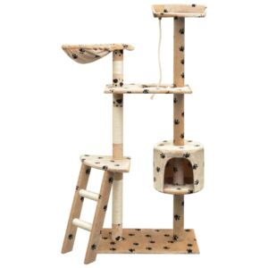 Ansamblu pisici cu funie sisal, 150 cm, imprimeu lăbuțe, bej