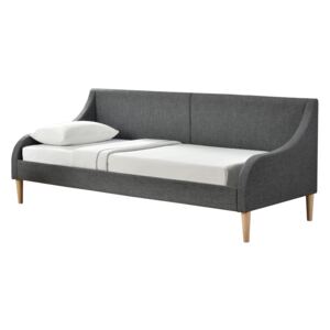 [en.casa]® Canapea tesatura eleganta - sofa / recamier- 90x200cm -pat pentru 1 persoana -gri inchis