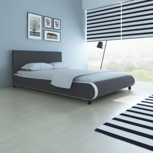 Cadru de pat, gri, 140 x 200 cm, piele artificială
