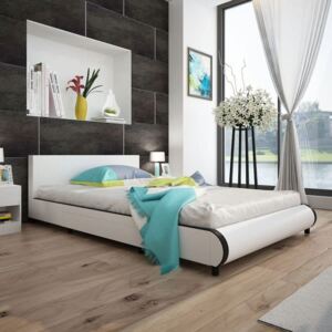 Cadru pat cu sertare, alb, 140 x 200 cm, piele artificială