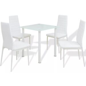 Set masă și scaune de bucătărie, 5 piese, alb
