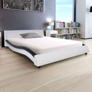 Cadru de pat, negru & alb, 140 x 200 cm, piele artificială