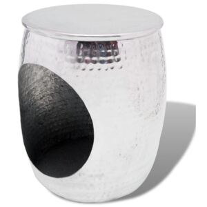 Scaun/Masă laterală în formă de butoi, aluminiu, argintiu