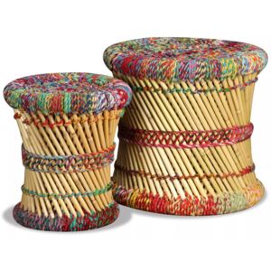 Set scaune 2 buc, bambus cu detalii chindi, multicolor