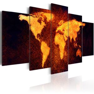 Tablou Bimago - Map of the World - Hot lava 100x50 cm