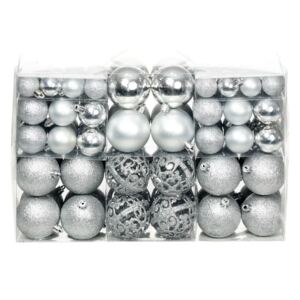 Set globuri de Crăciun 100 de piese, 6 cm, argintiu