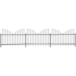 Gard grădină cu vârf suliță inversat (1,25-1,5)x6 m oțel, negru