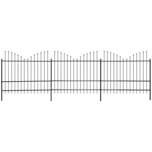 Gard grădină cu vârf suliță inversat (1,5-1,75)x6 m oțel, negru