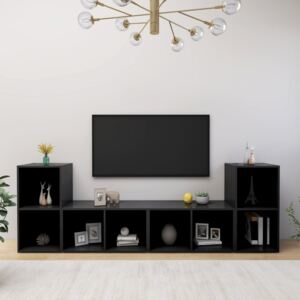 Comode TV, 4 buc., negru, 72x35x36,5 cm , PAL
