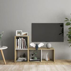 Comode TV, 2 buc., alb și stejar Sonoma, 72x35x36,5 cm, PAL