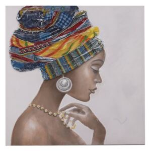 Tablou portret femeie, Canvas, Multicolor, Bonnet